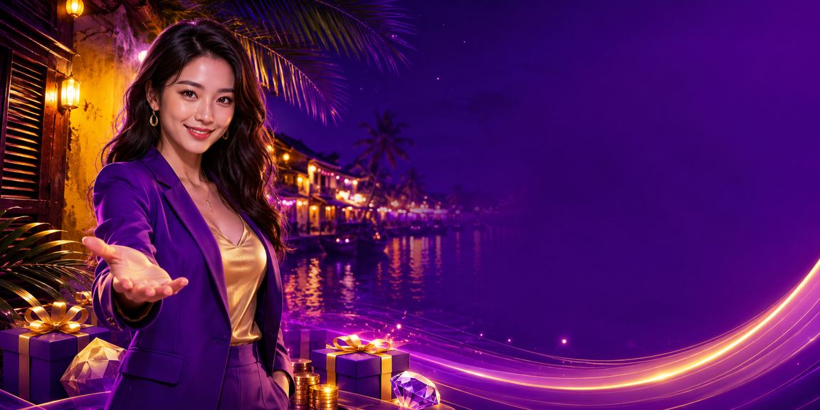Không gian giải trí về đêm tại Hội An với ánh đèn neon rực rỡ, gợi không khí ưu đãi VIP trên nền tảng vn123